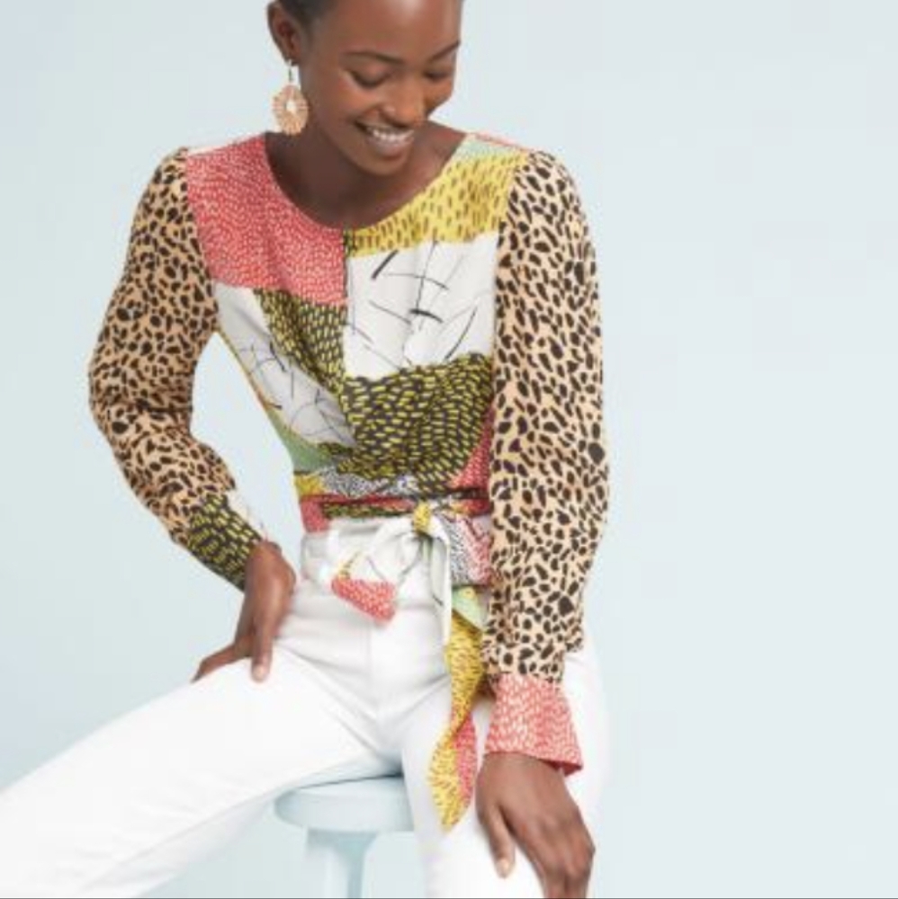 LAST CHANCE Anthropologie Patchwork Wrap Crop Top